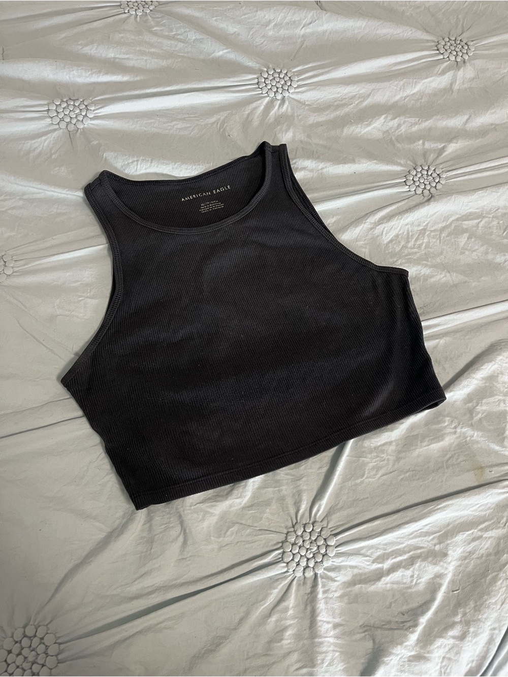American Eagle Outfitters Black Ribbed Cropped Tank